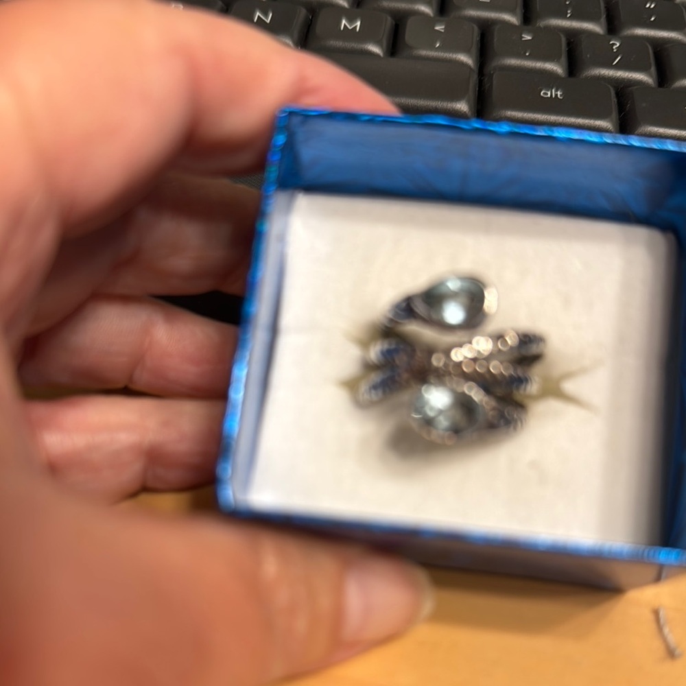 Elegant Silver and Blue Women's Ring